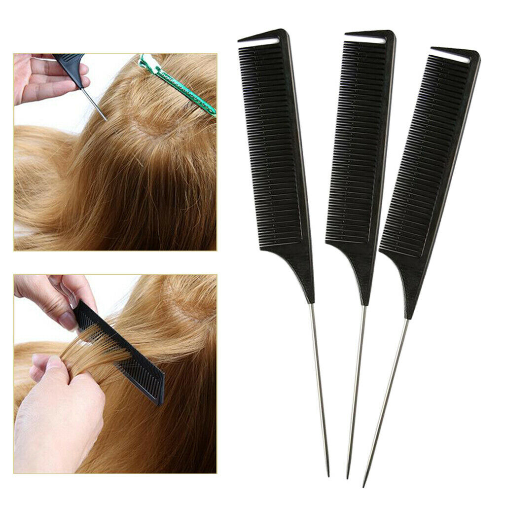 3 Pieces New ABS Weave Highlighting Foiling Hair Comb for Salon Pin Tail