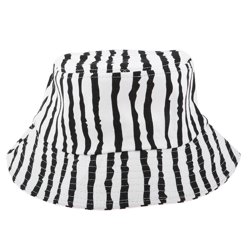 Cotton Packable Summer Travel Sun Hat Bucket Hat Wide Brim   Black and White