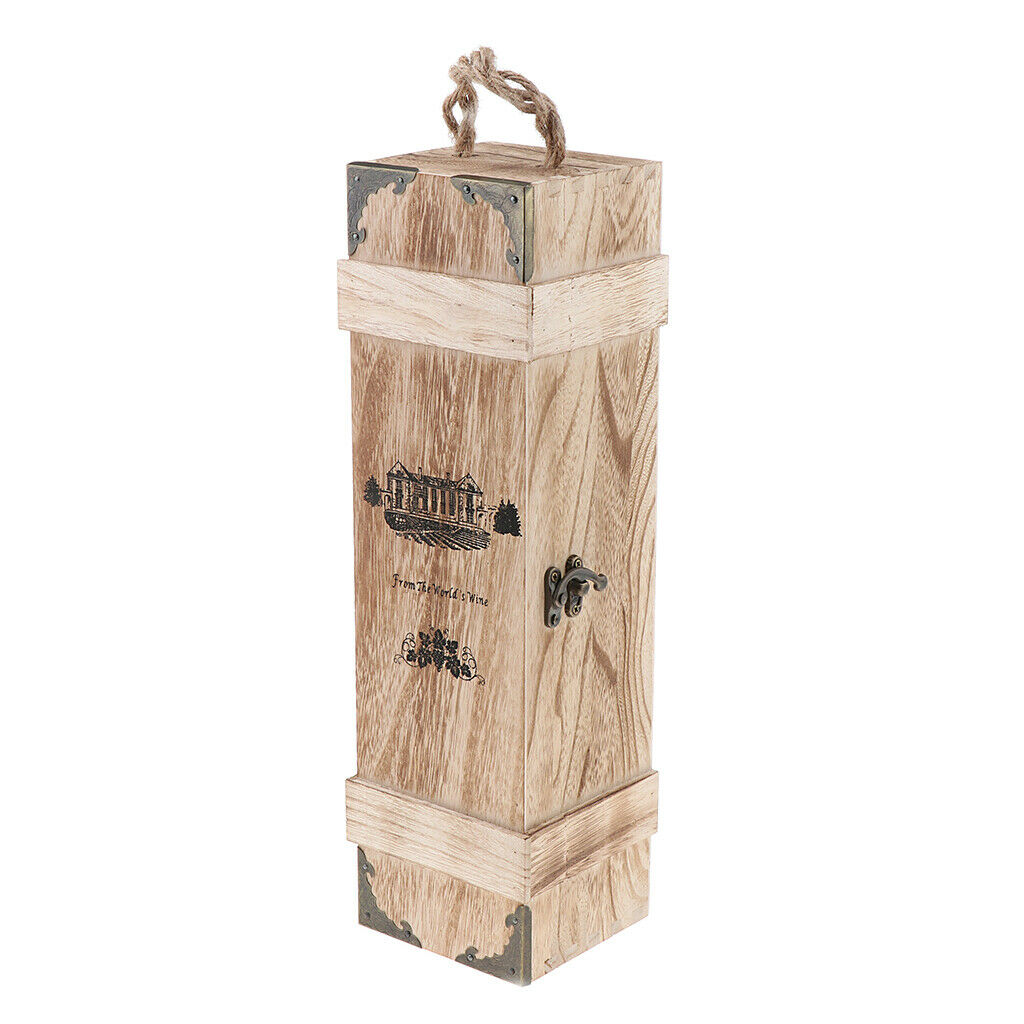 2Pcs Personality Wood Single Wine Box Carrier Best Gift Packaging Case
