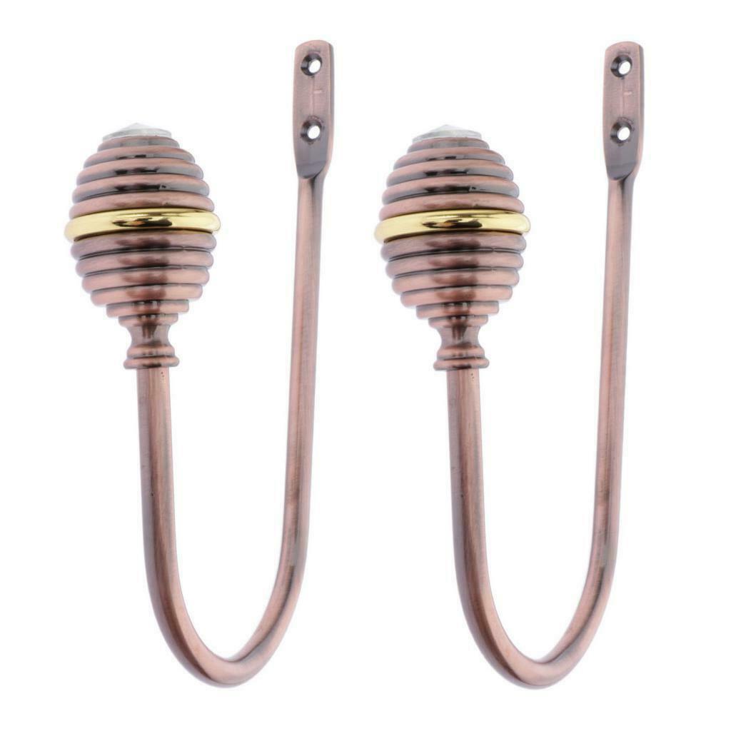 2pcs Zinc Alloy Thicken Curtain Tiebacks Holder Wall Hooks Copper Color