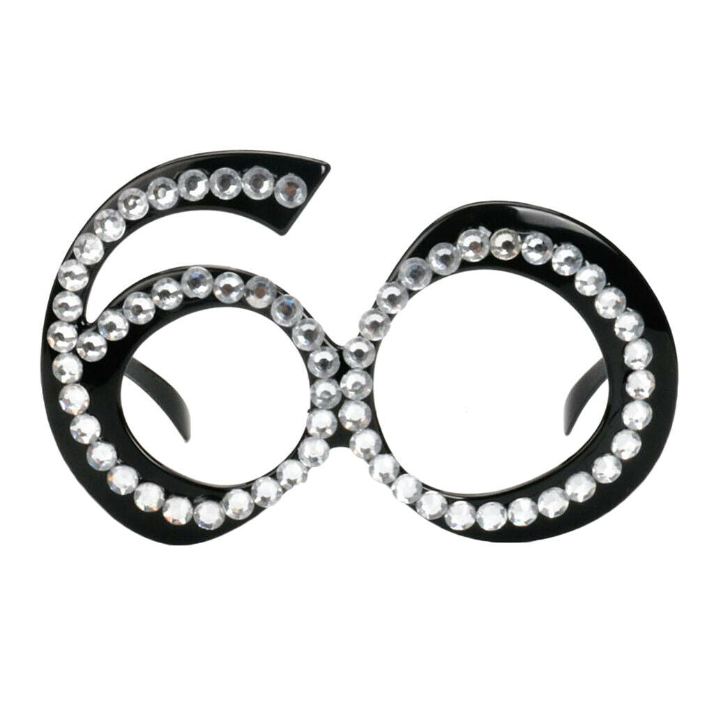 60th Glitter Diamante Birthday Party Age Glasses Novelty Eyewear Fancy Dress