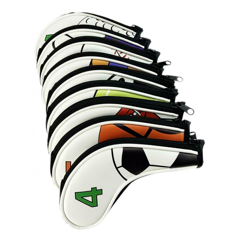 9pcs Waterproof Golf Club Covers Premium Headcover Golfing Iron Covers