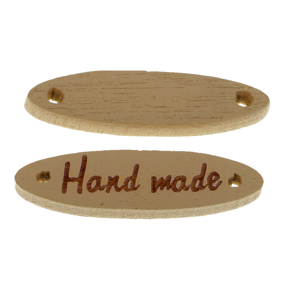 100pcs Wooden 2 Holes Handmade Tags Embellishments for Sewing Craft Natural