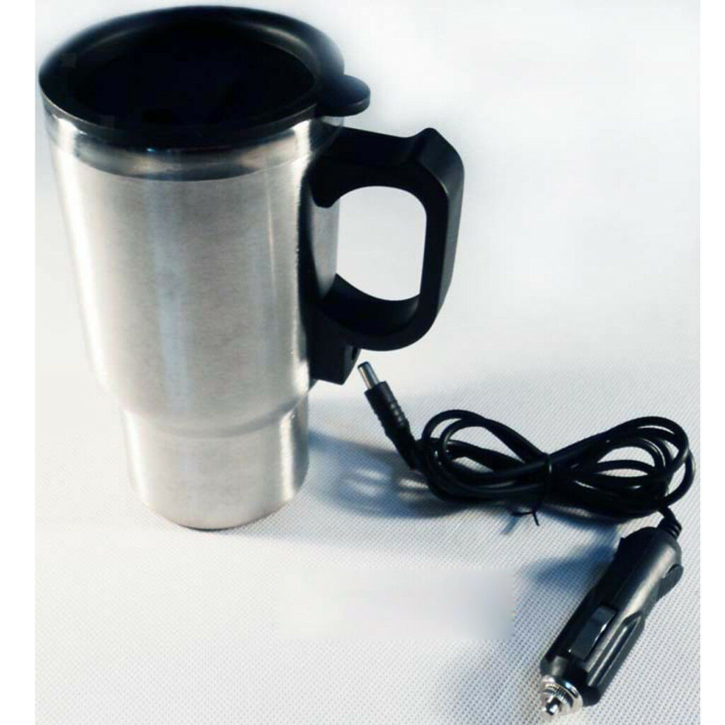 Car Heated Travel Mug 12V Stainless Steel Thermal Mug For Travelling Outdoor