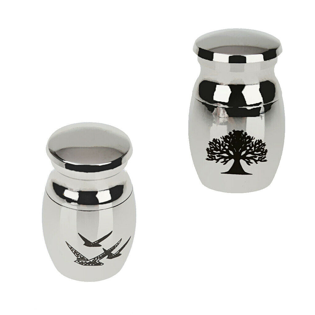 4pcs Pigeon Tree Of Life Pattern Stainless Steel Cremation Urn Ash Memorial