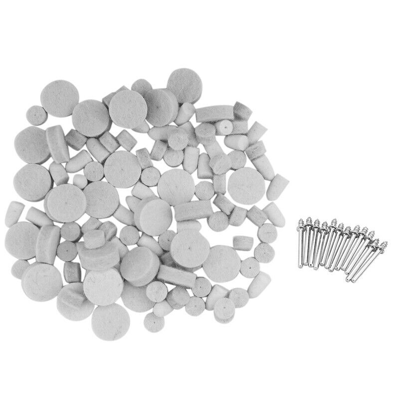 123Pcs Wool Felt Polishing Pad Felt Mounted Mandrel Set Grinding Head Buffing X1
