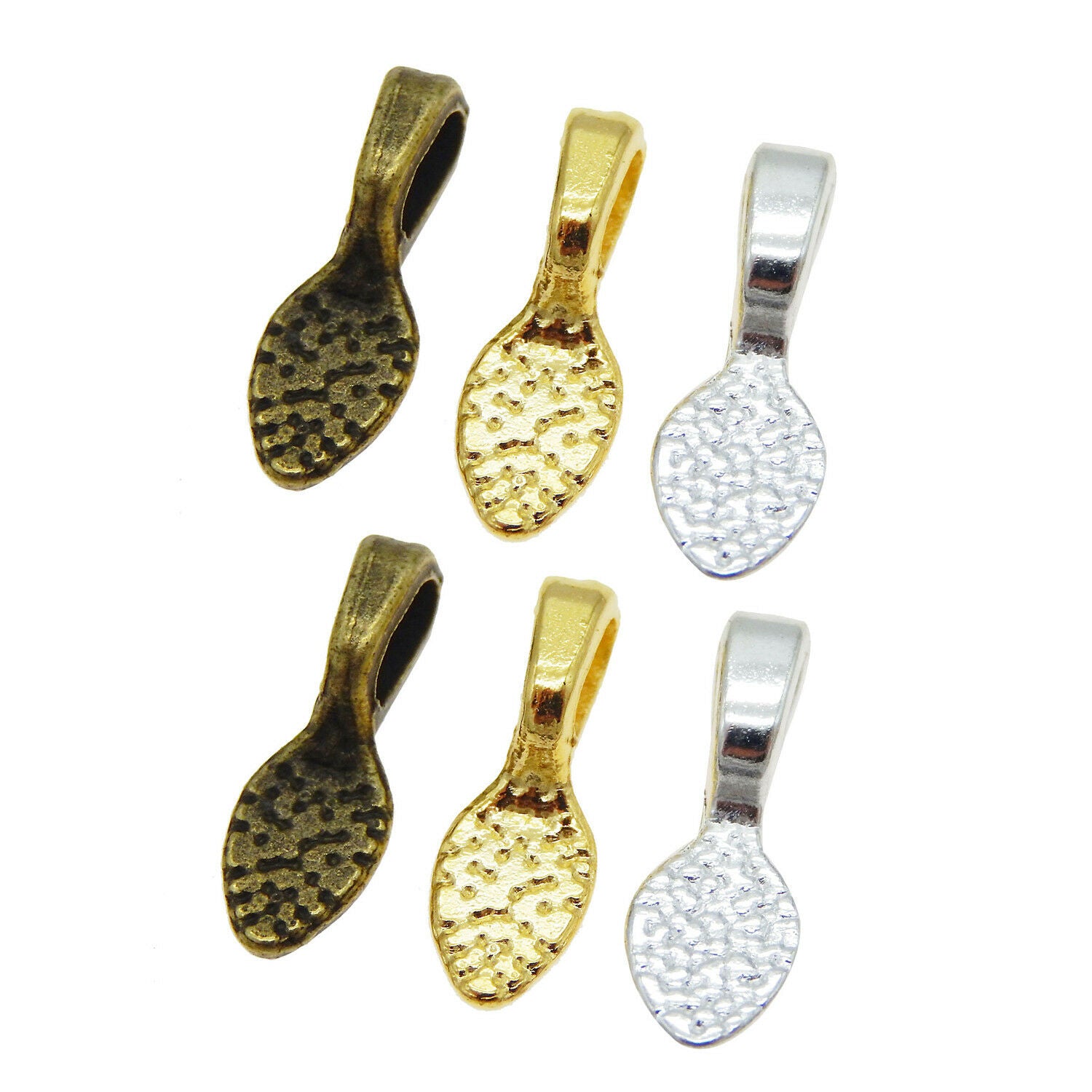 60pcs Mixed Colors Metal Glue On Bails Pendants Charms Jewelry Findings 15x5x4mm