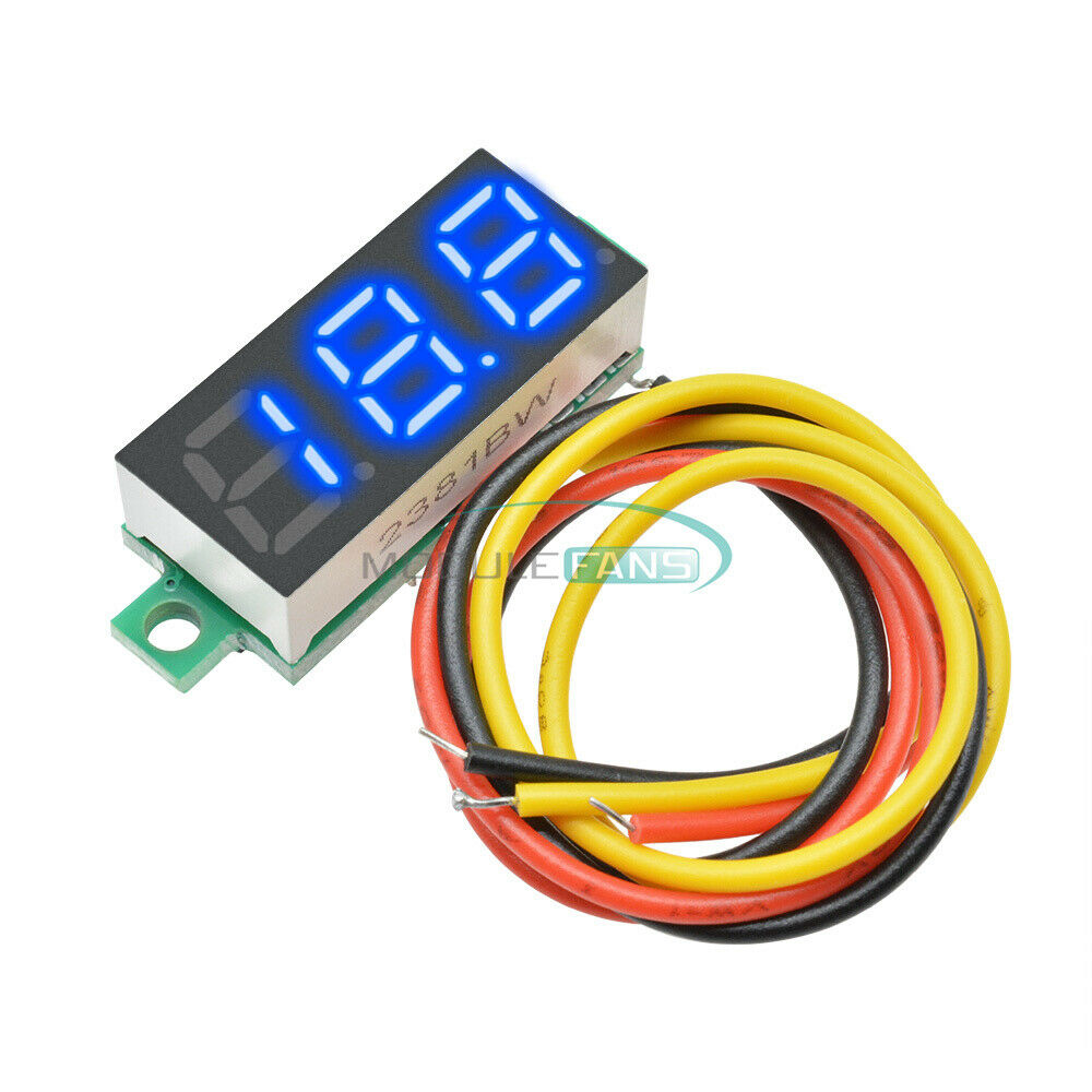 Blue 0.28" LED DC 0-100V Voltmeter Digital Display Voltage 3-wire 12V 24V