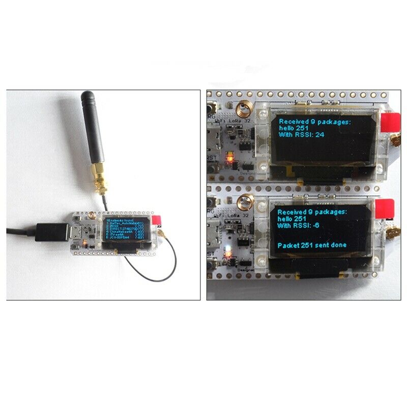 2X(2Pcs 868-915MHz SX1276 ESP32 LoRa 0.96 Inch Blue OLED Display Bluetooth F1B3)