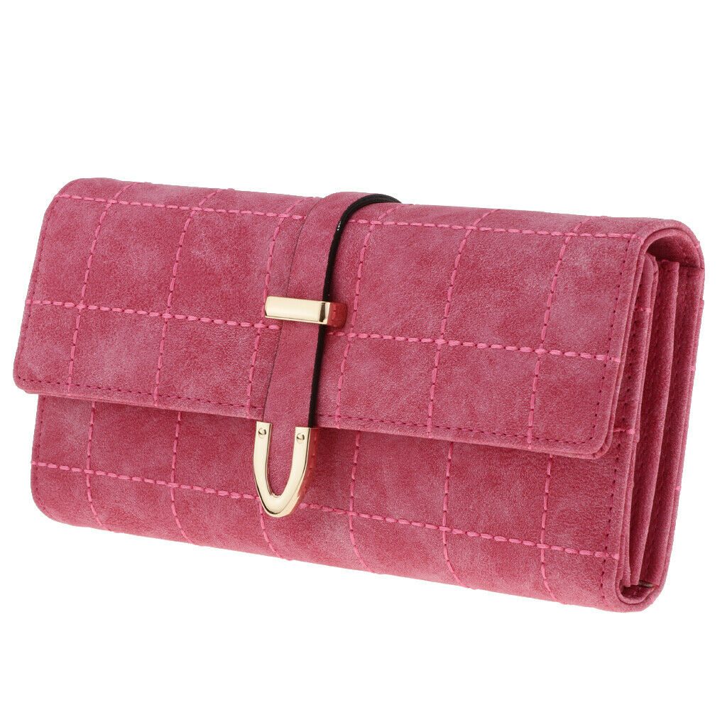 Trible Fold Clutch Arrowheads Frosted Plaid Wallet Cards Organizer Rose Red