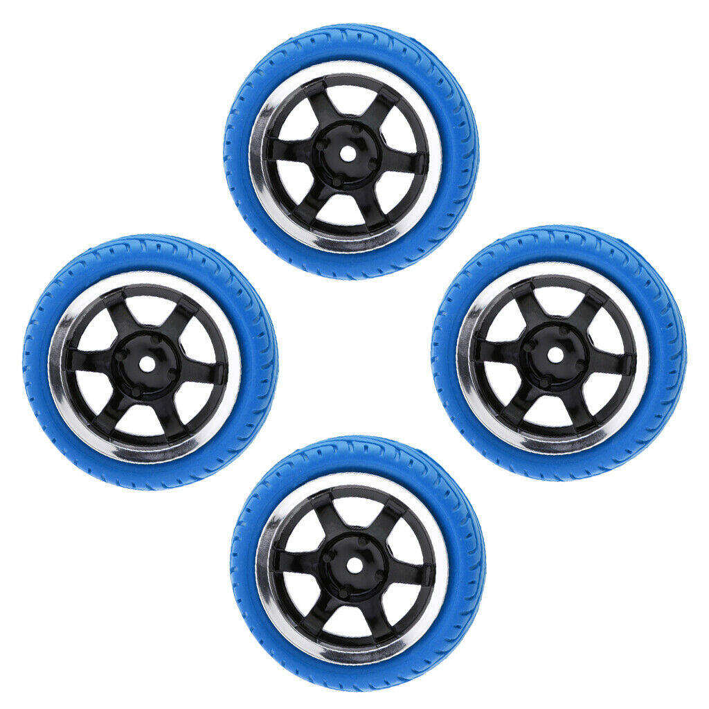 4pcs RC Vehicle Wheels Tires Rims Set 12mm Hex for 1/10 On Road Car HSP Blue