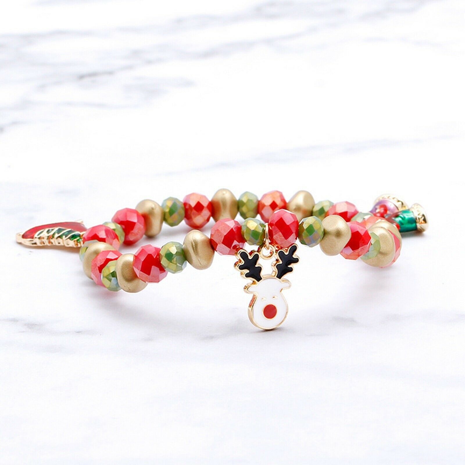 Christmas Beads Bracelet with Pendant Pearly Mixed Colors  Wind chime