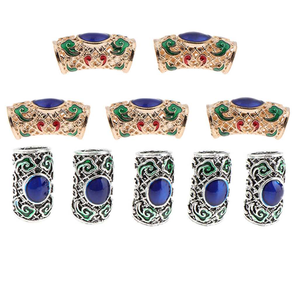 10pcs 7mm   Beads Retro Style Braids Rings Cuff Clips Tubes Jewelry