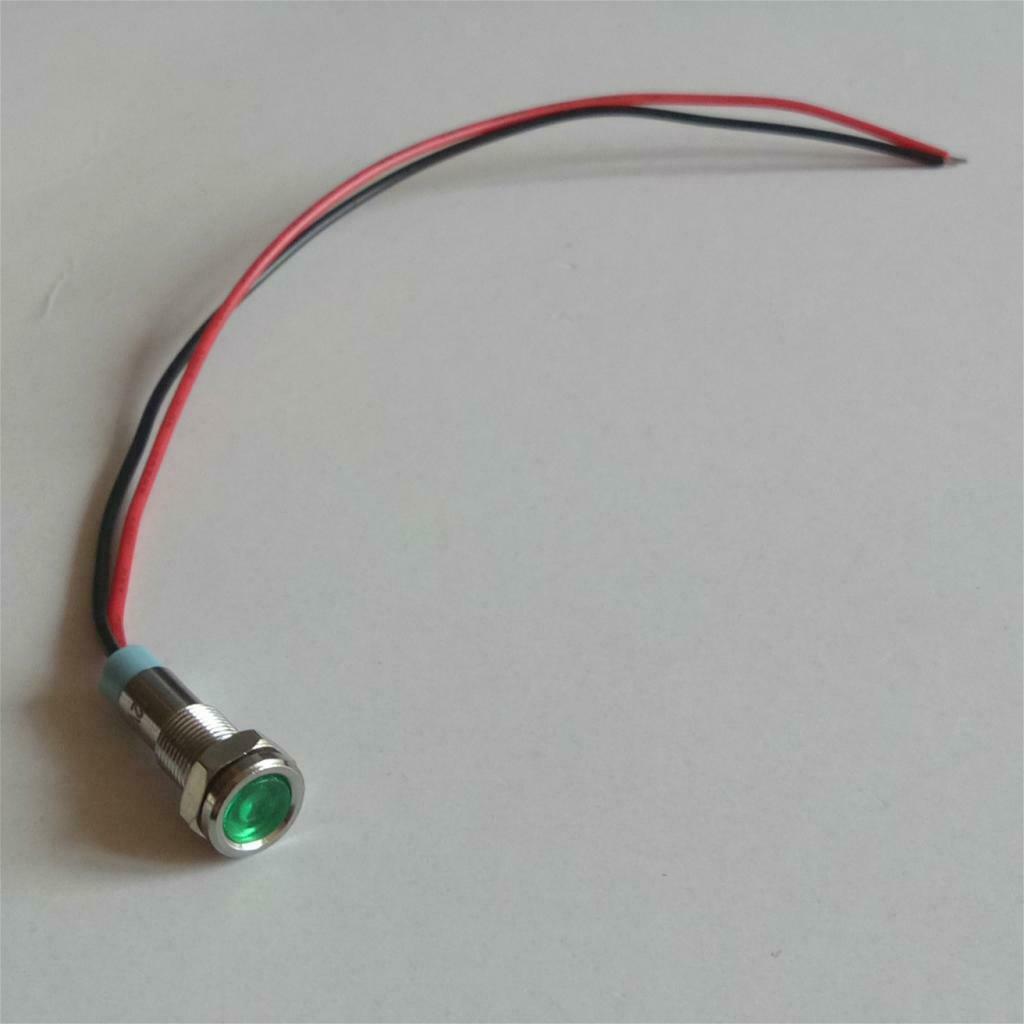 2Pcs 6mm 24V LED Indicator Light Lamp Pilot Dash for Home with Wire Leads