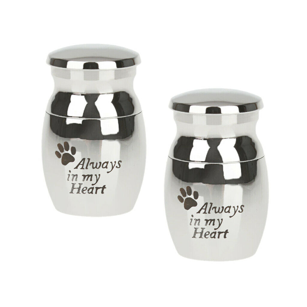 2pcs Always in My Heart Paw Memorial Keepsake Pet Urn Container Filler