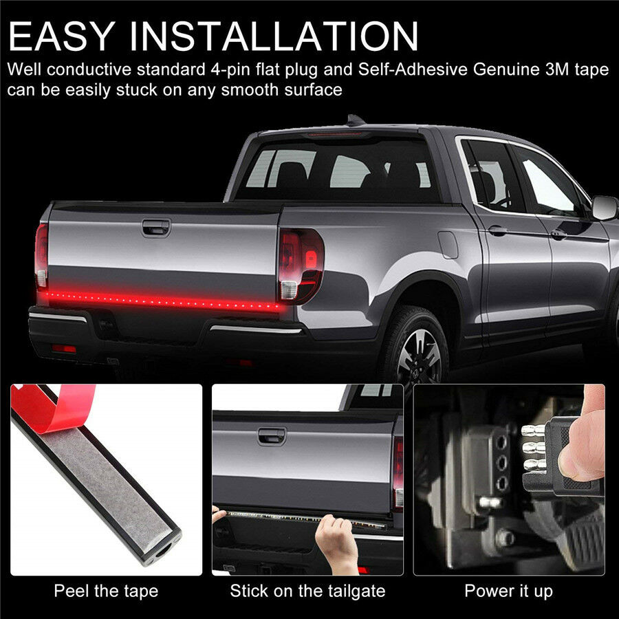 48" Pickup 120 LED Light Strip DRL Reverse Brake Stop Turn Signal Lamp 3 Colors
