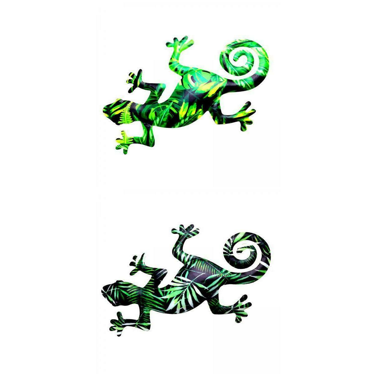2x Metal Gecko Wall Art Lizard Sculpture Garden Fence Porch Room Decor