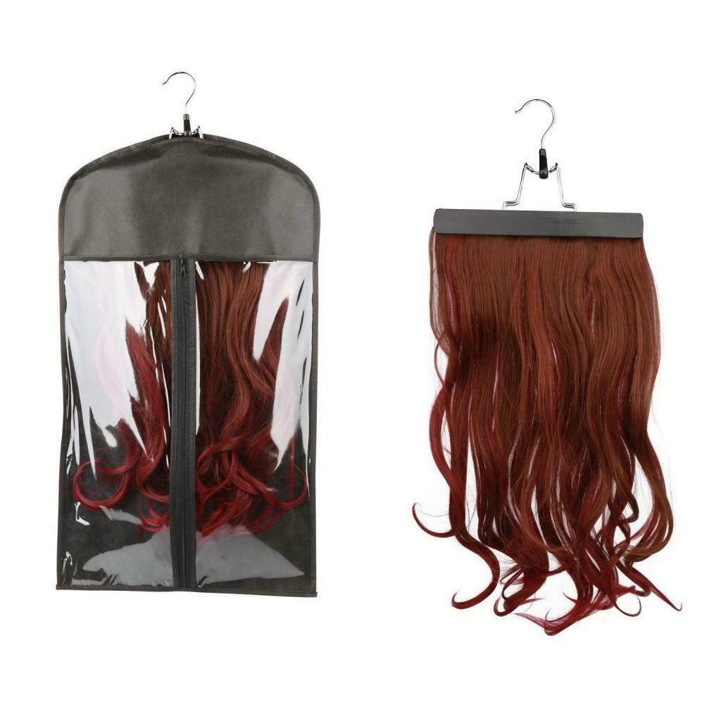 2 lot Foldable Zipper Closure Wigs Storage Case Bag Organizer w/ Hanger Hook