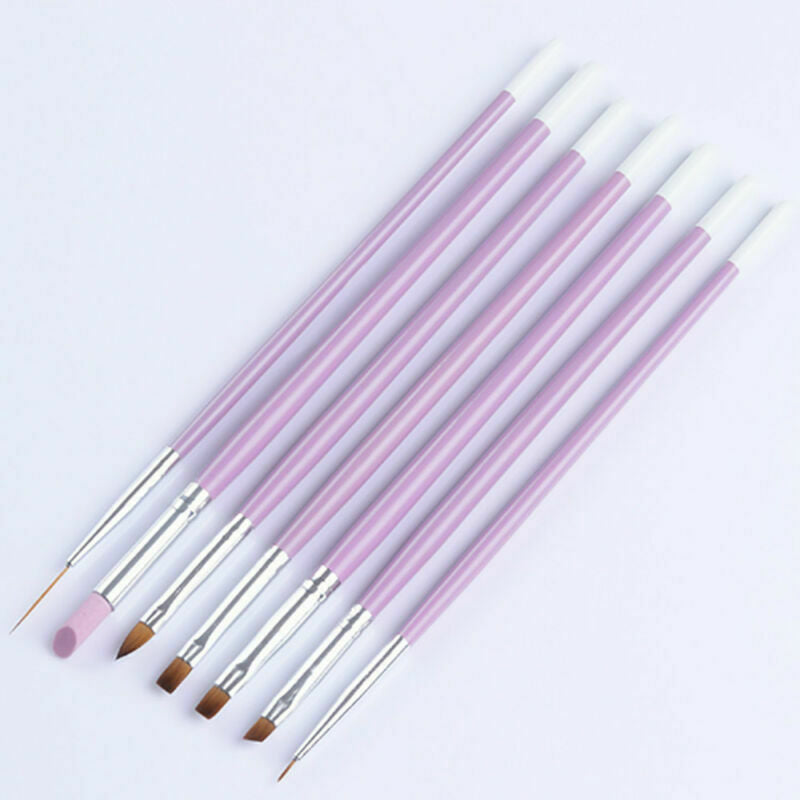 7*/Set Professional Nail Art UV Gel Painting Drawing Brushes Acrylic Flat Brush