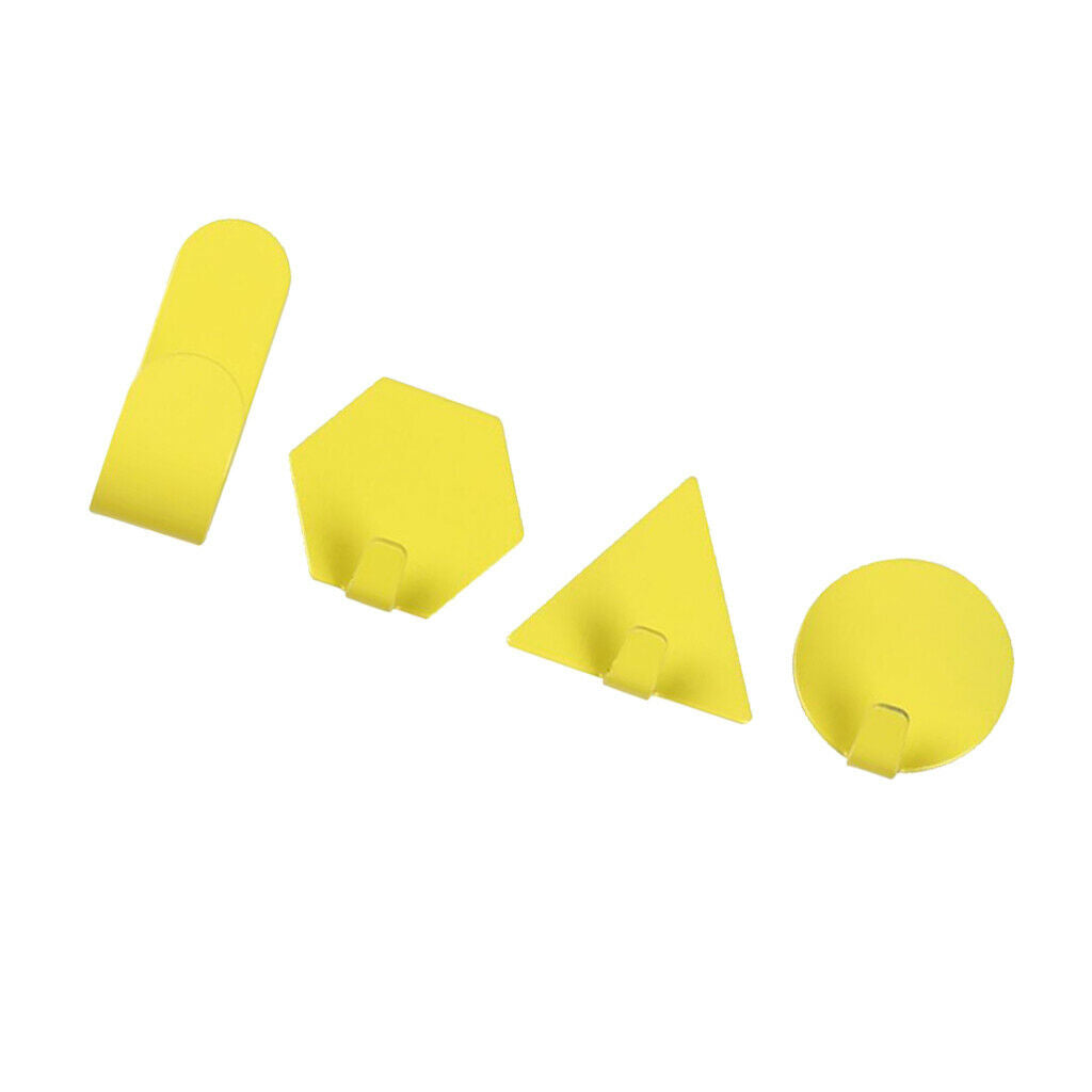 4pcs Self Adhesive Hooks Sticky Hangers Organizer Holder Multi-Color Yellow