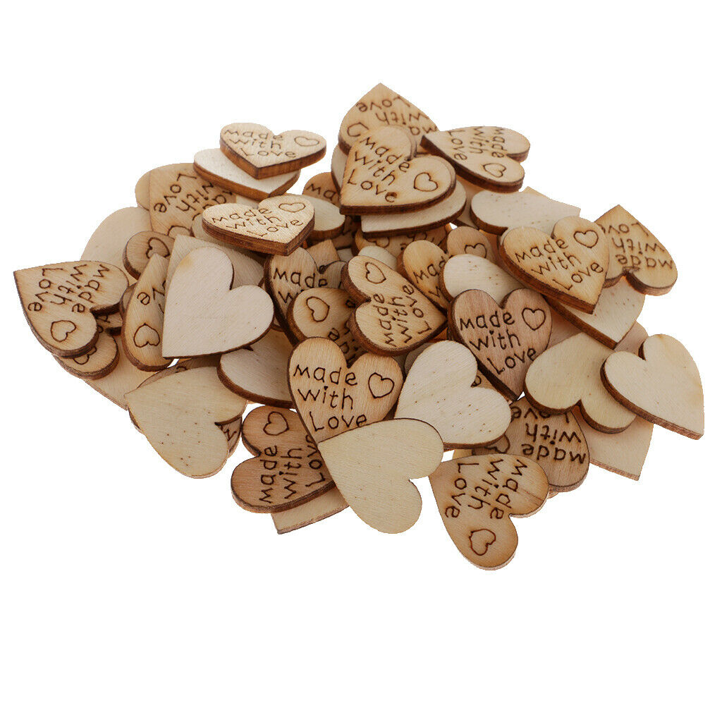 100X Chic Wood Heart Shapes Wedding Table Scatter Party Decoration Craft DIY