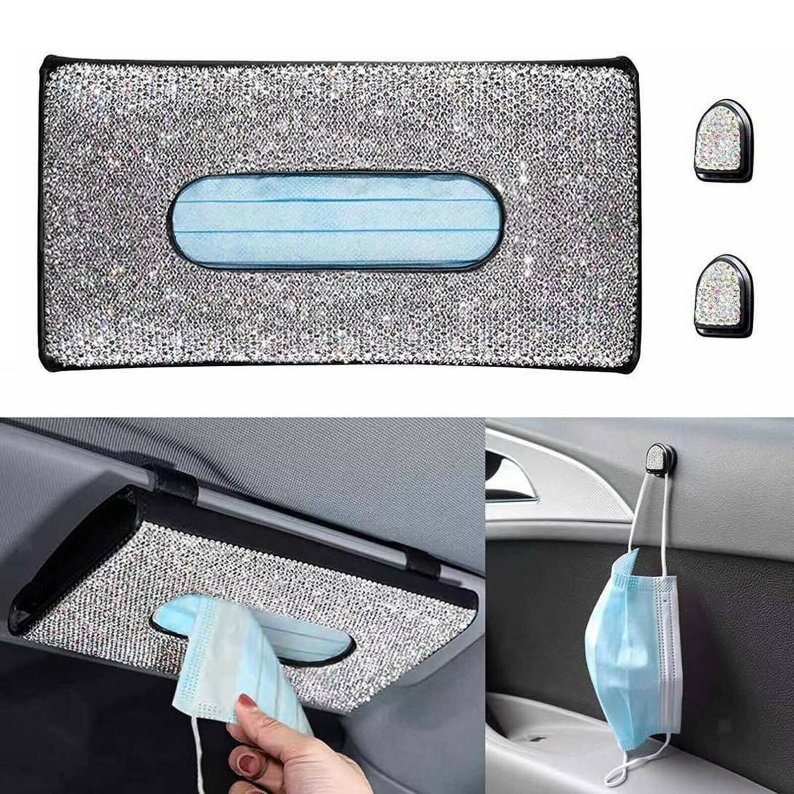 Stylish Car Tissue Holder Truck Boat Vehicle Napkin Box Shining Masks Clips