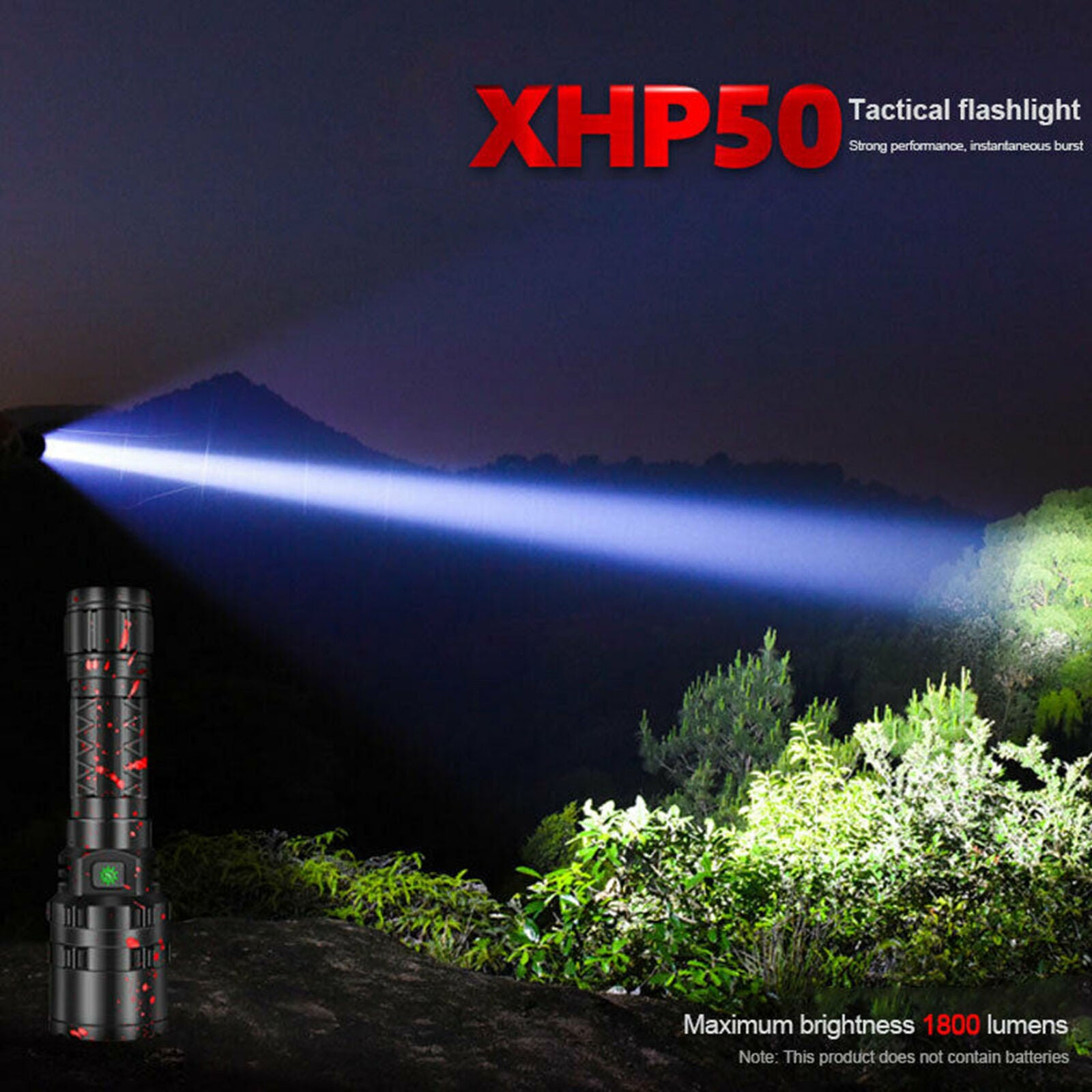 100000LM XHP50.2 LED Flashlight LED USB Charging Lamp High Power Battery