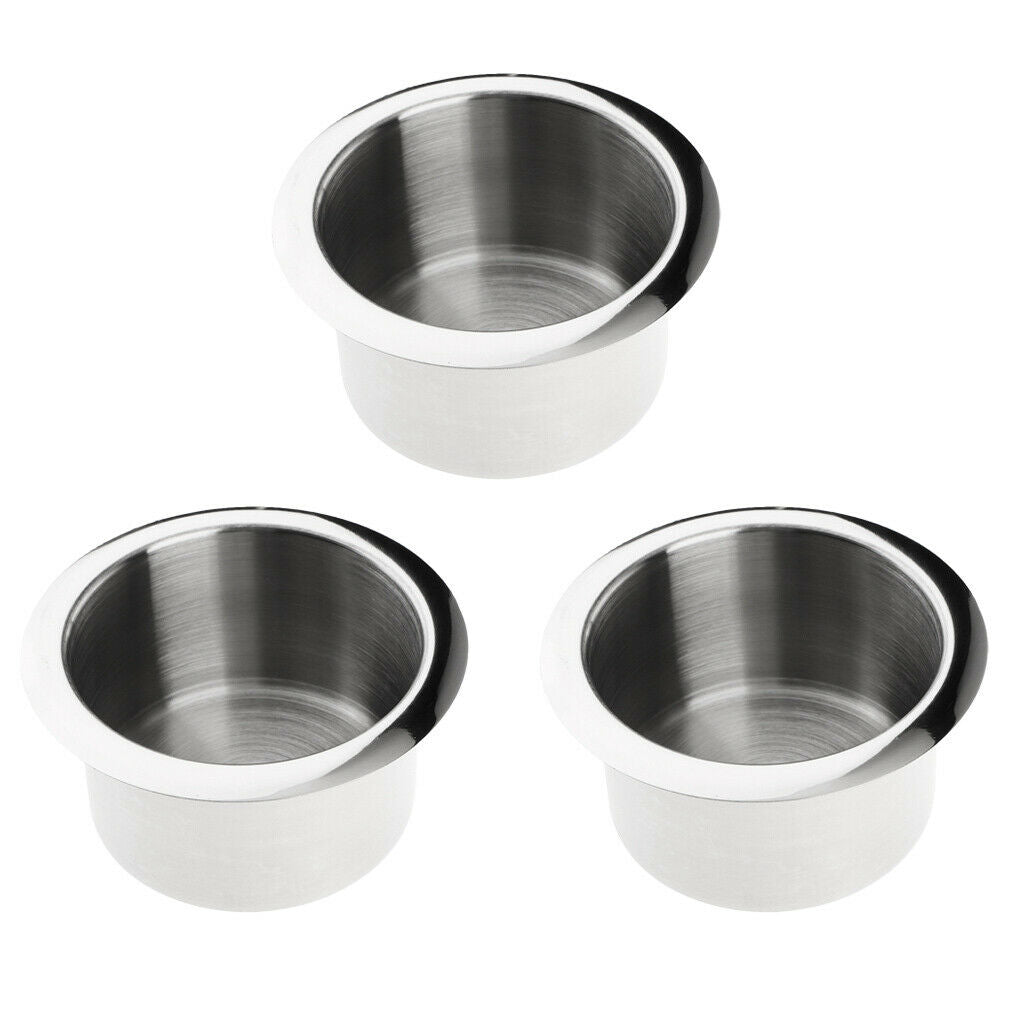 3x Stainless Steel Cup Drink Holder Polished for Marine Car Truck Camper RV