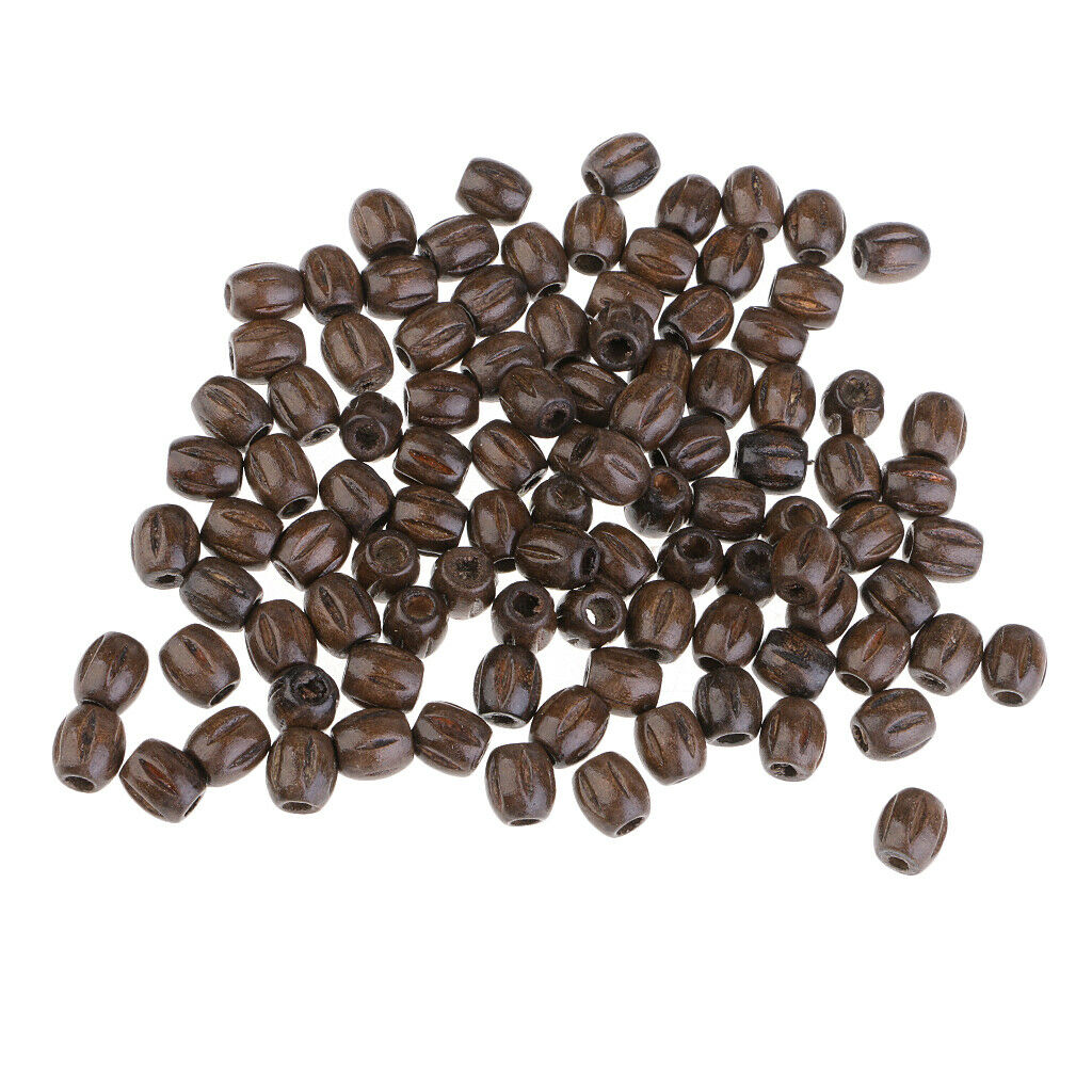 50x Carved Wooden Oval Beads Spacer Loose Bead for Jewelry Making Bracelets