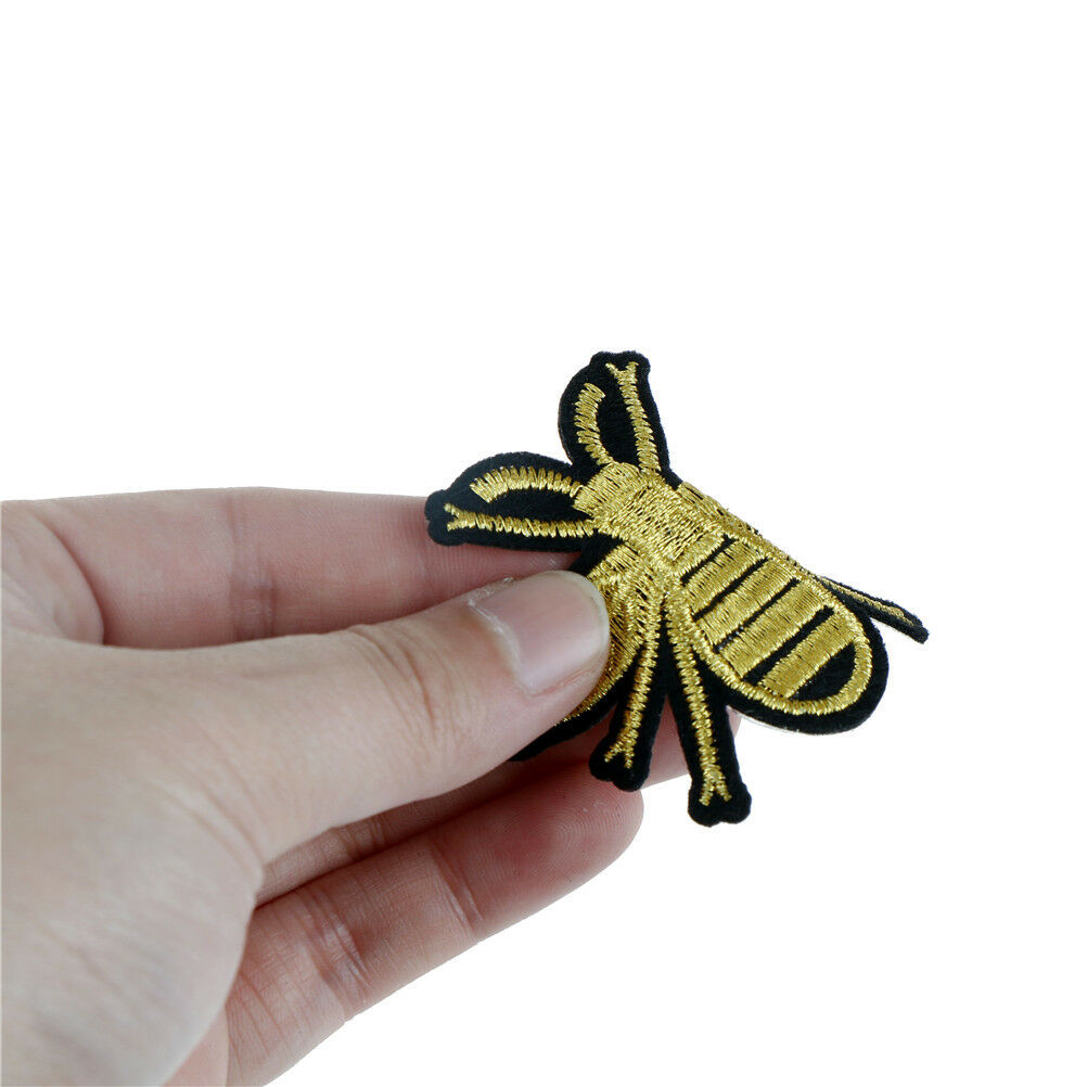 golden bee embroidery iron/sew on patch applique hat bag badge motif .l8
