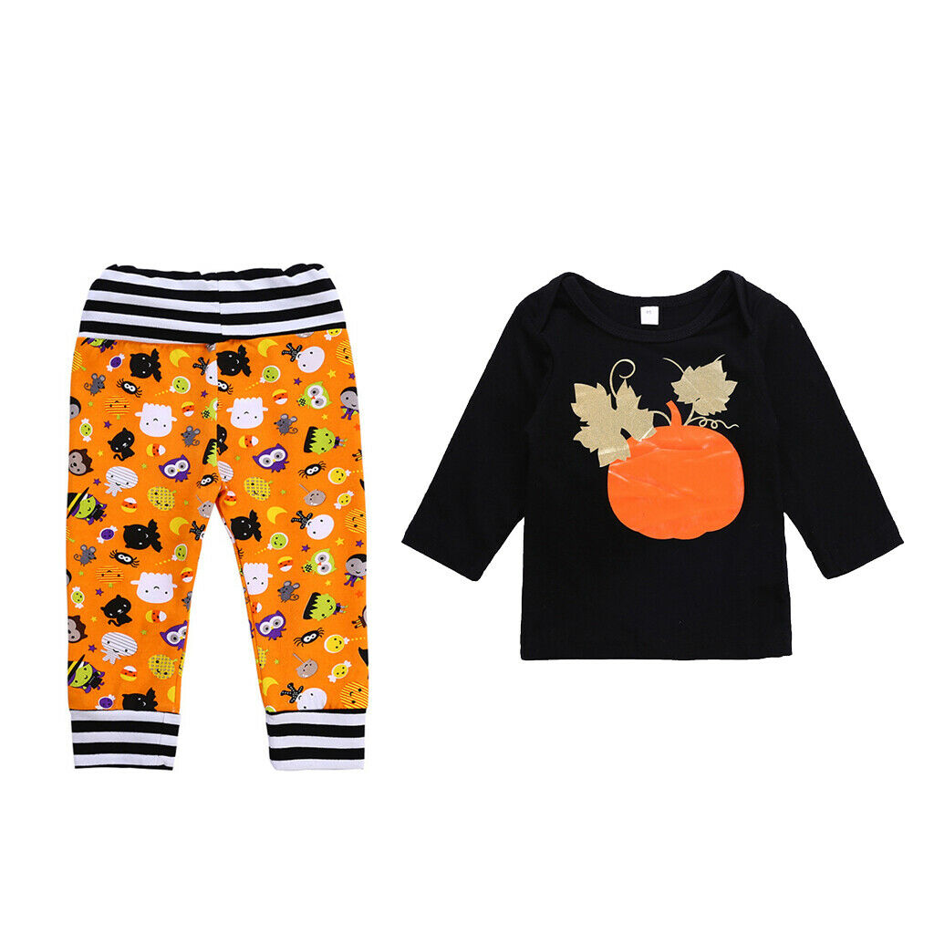 Baby Boy Girl Halloween T-shirt Tops+Pants Outfit 2pcs Clothes Set 24Months