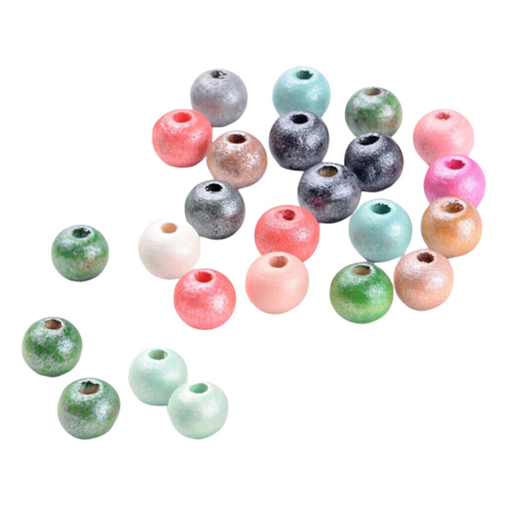100x Wooden 7-9mm Mixed Bright Coloured Beads Craft Kids Jewelry Beading DIY
