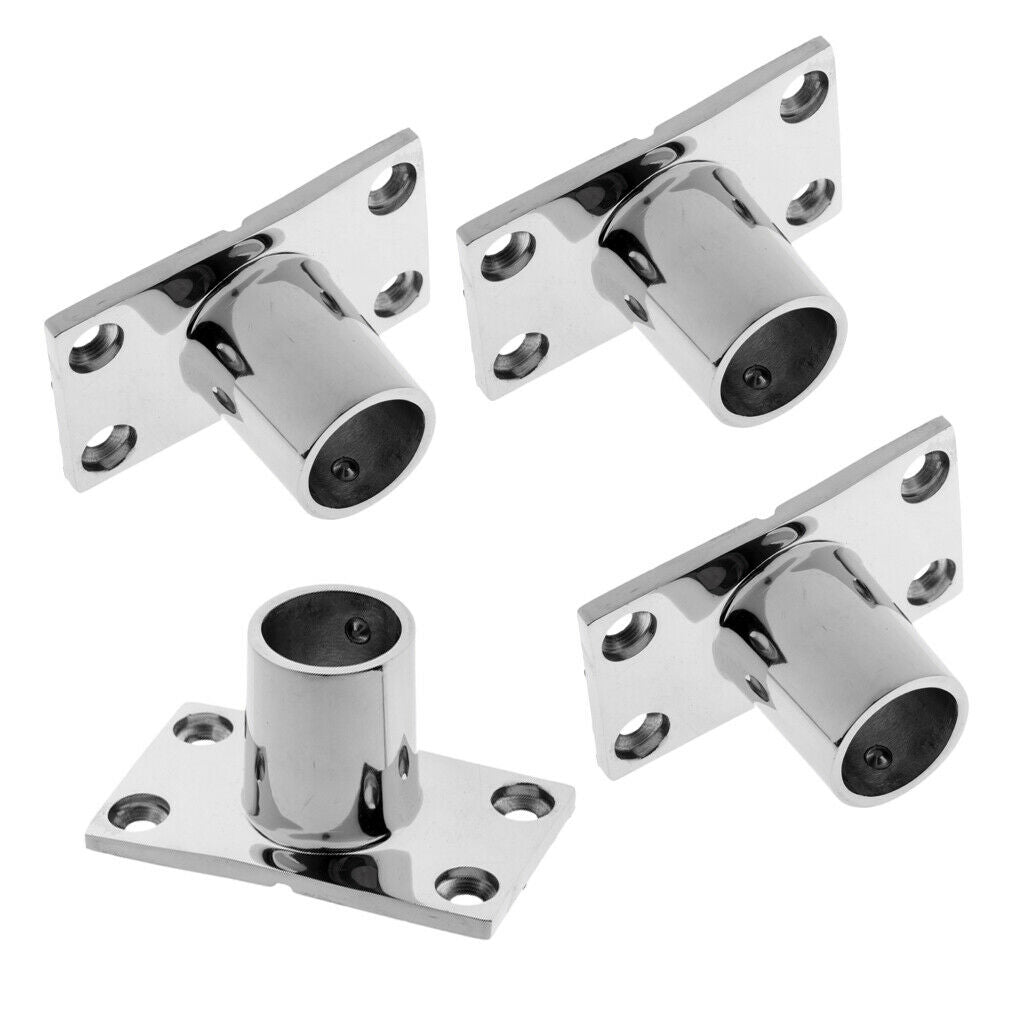 4x Boat Hand Rail Fitting 90 Degree 25mm Rectangular Stanchion Base Marine