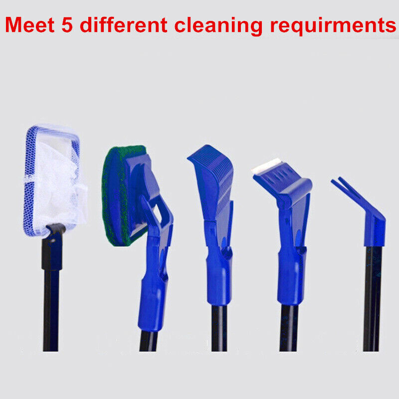 5 in 1 Aquarium Cleaning Tools Aquarium Tank Fish Net Gravel Rake Algae ScrDDAU