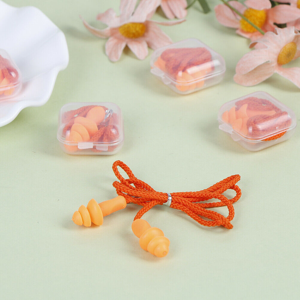 1Pc Soft silicone ear plug reusable hearing protection earplug with cord.l8