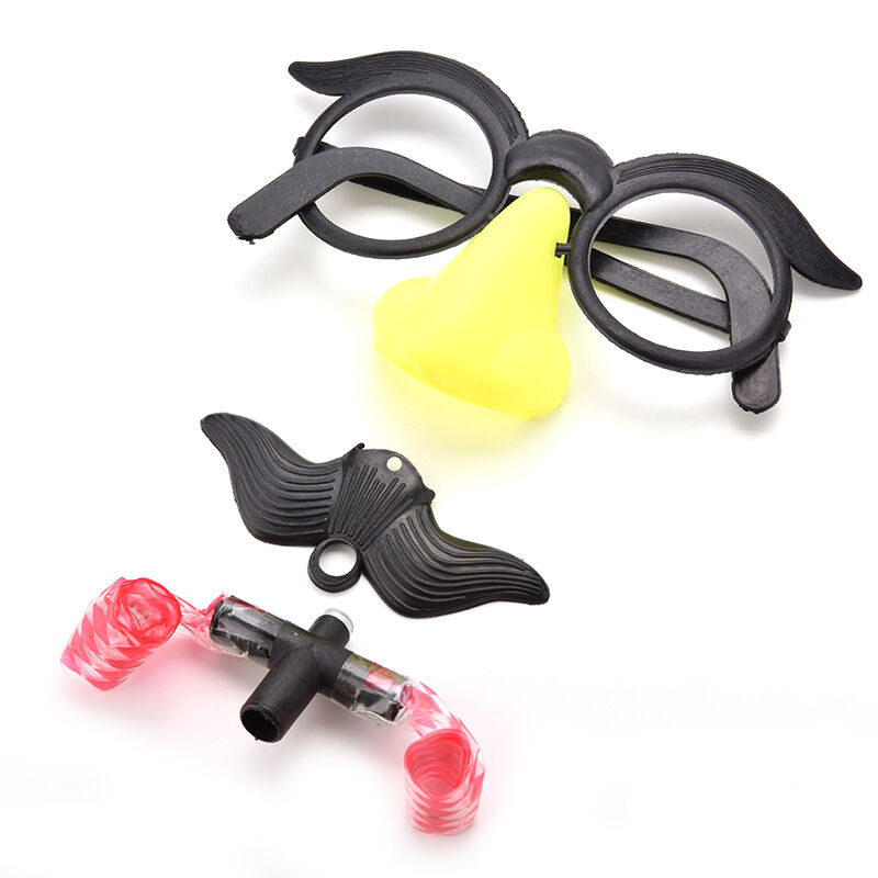 Clown Glasses Costume Ball RoundBDrame Red Nose Whistle Mustac.l8