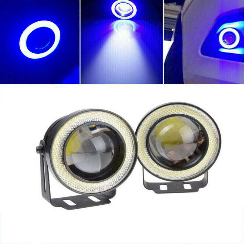 2Pcs 3.5'' COB LED Car Fog Driving Light Projector White Angel Eye Ring LED Bulb