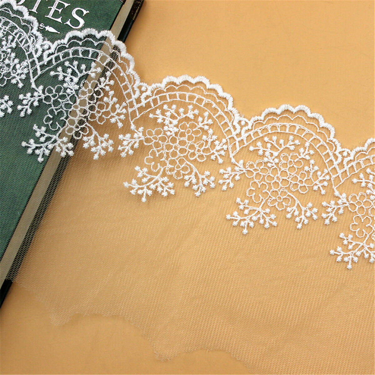 2 Yds White Cotton Crochet Lace Trim Skirt Hem Decor DIY Sewing Accessory 11.5cm
