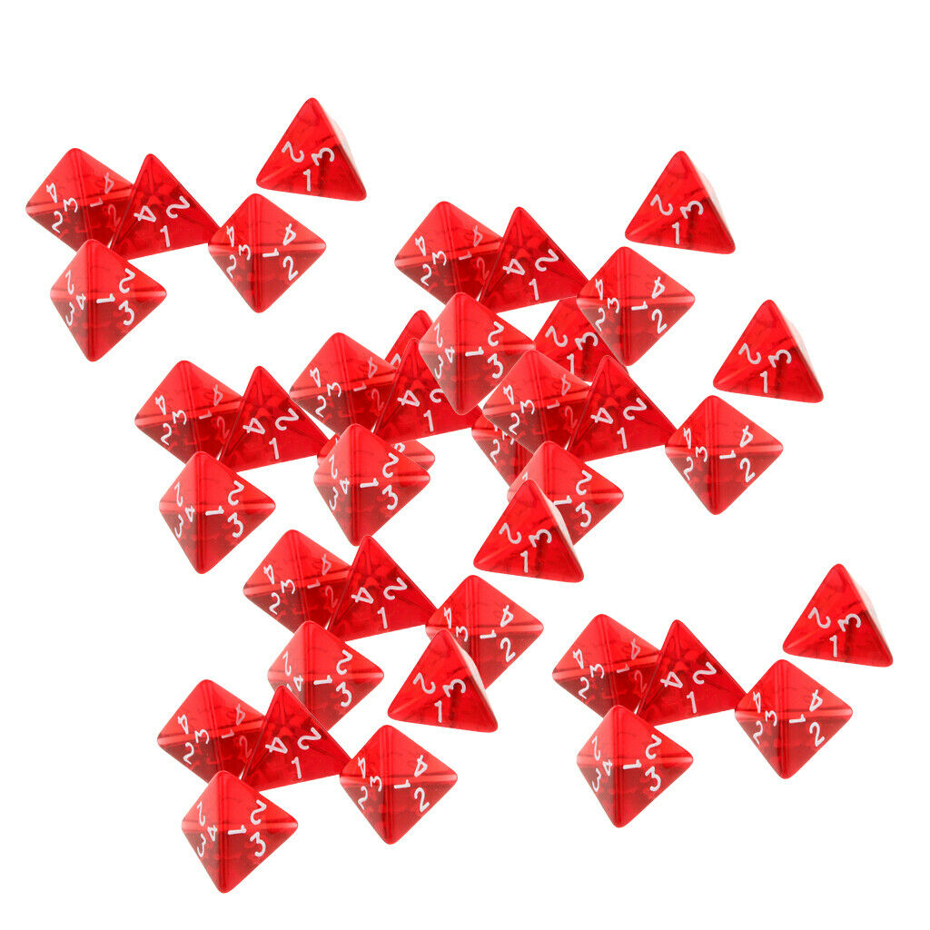 40x 2cm Acrylic D4 Role Playing Dices for DND RPG Table Game Casino Supplies