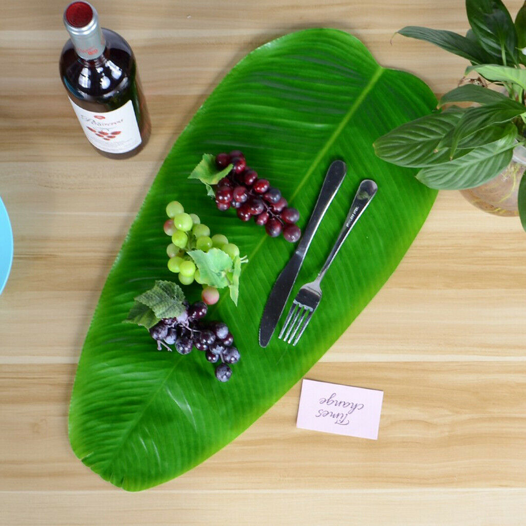 Pack of 4 Large Artificial Green Leaves DIY Decor 58 x 28.5 cm