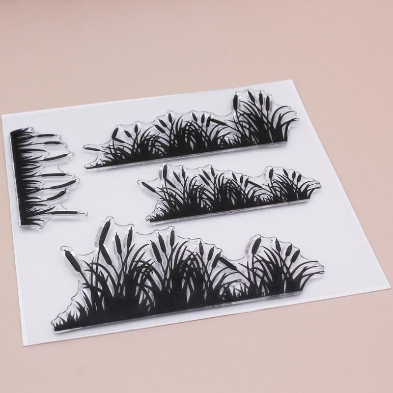 DIY Crafts Card Making Straw Grass Embossing Stencil Clear Stamp