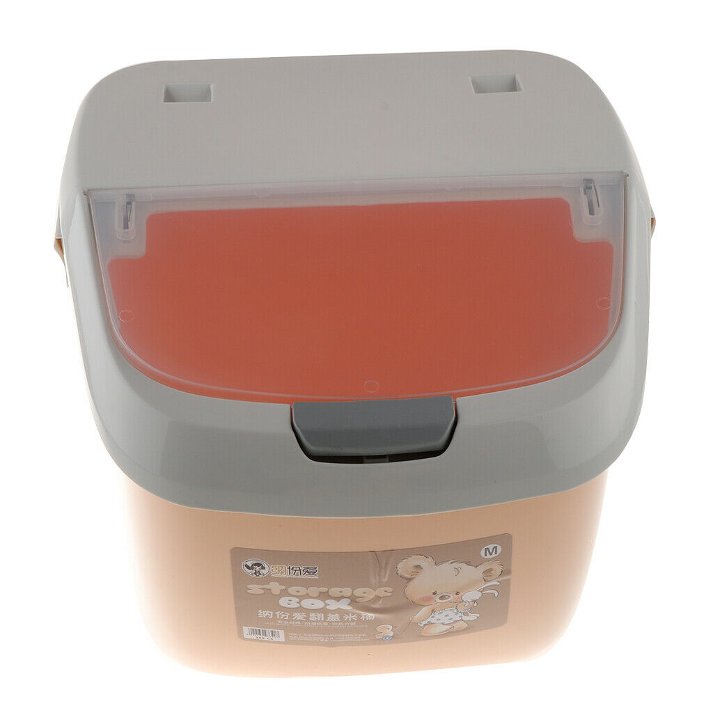 Kitchen Food Storage Container Beans Rice Box with Measuring Cup Lid Orange