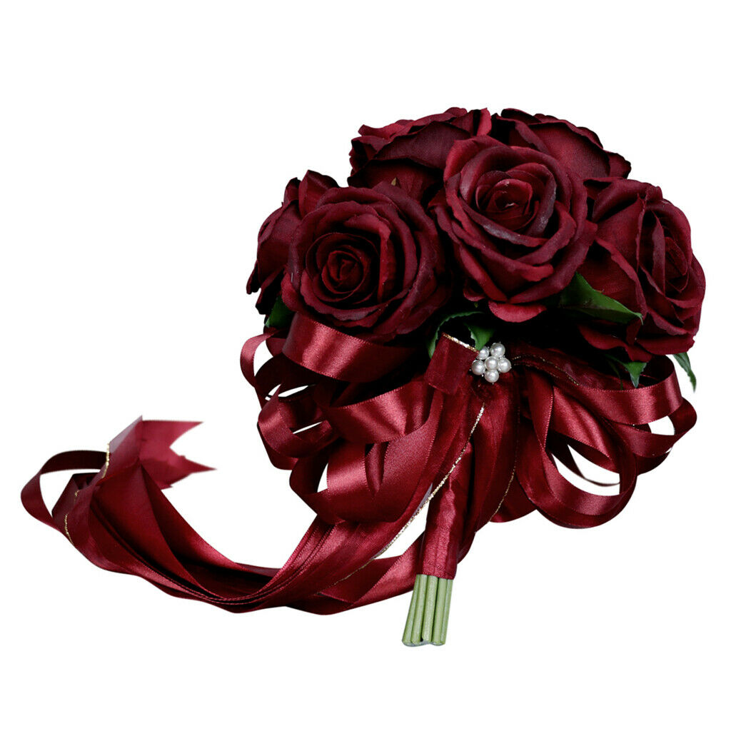 Romantic Silk Bridal Rose Wedding Bouquet Bride/Bridesmaid Hand Flowers