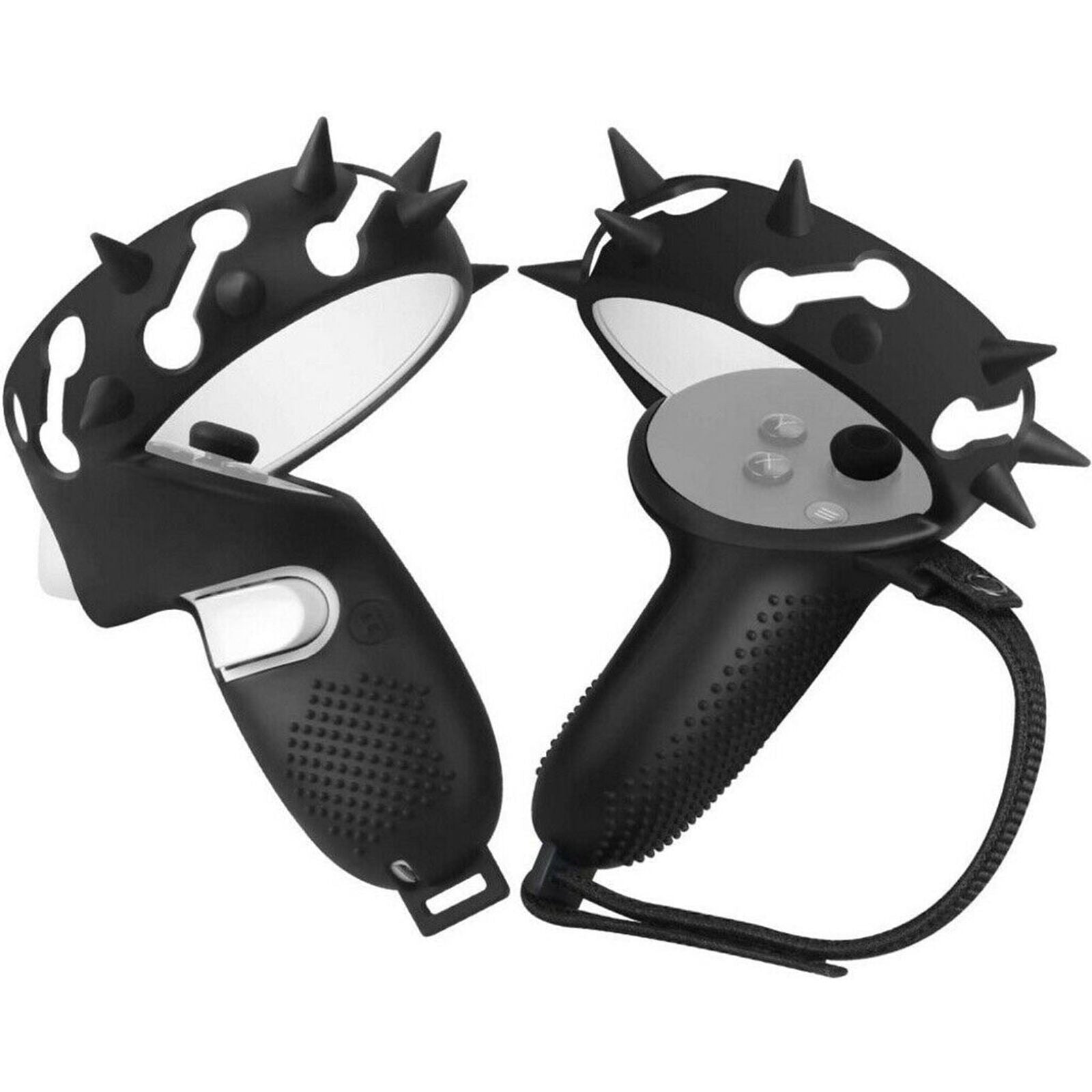 2Pack Silicone Controller Grip Cover with Wrist Knuckle Strap for Oculus Quest 2