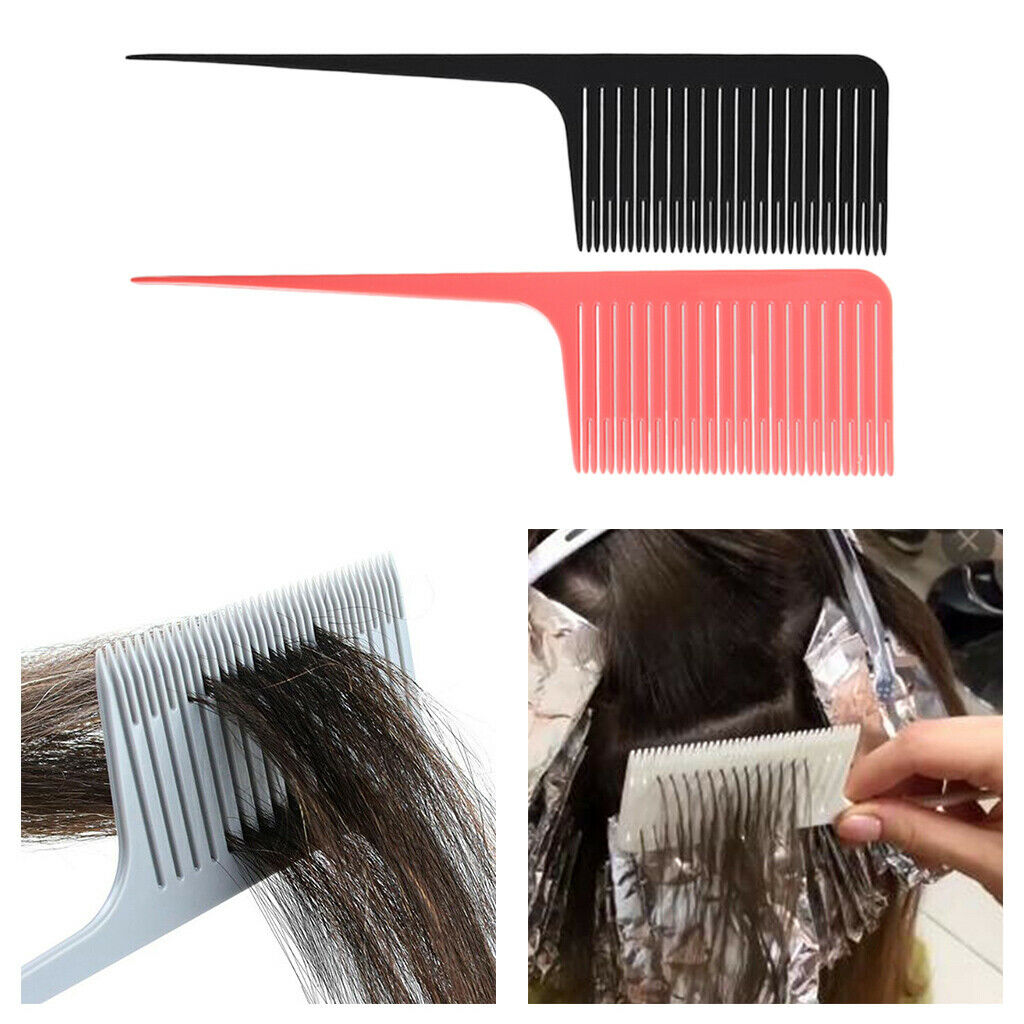 2x Weave Highlight Foiling Combs Wide Teeth Rat Tail Styling Dye Tint Comb