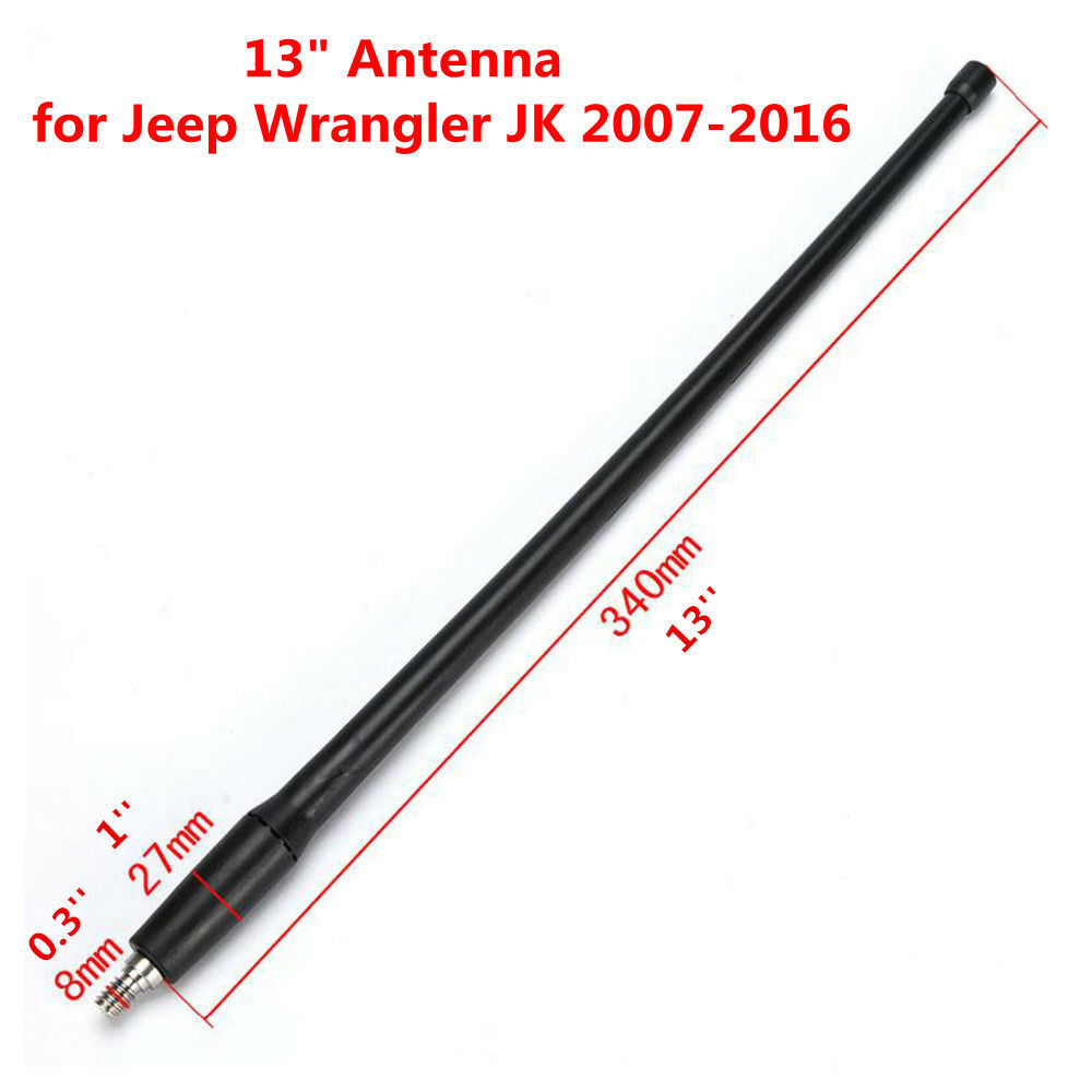 13" Black Radio AM FM Signal Replacement Antenna for Jeep Wrangler JK 2007-2016