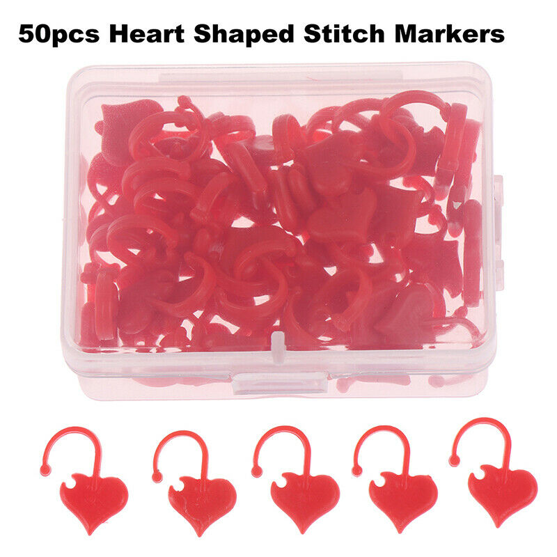 50pcs Heart Shaped Stitch Markers Knitting Crochet Locking Knitting HolderATDD