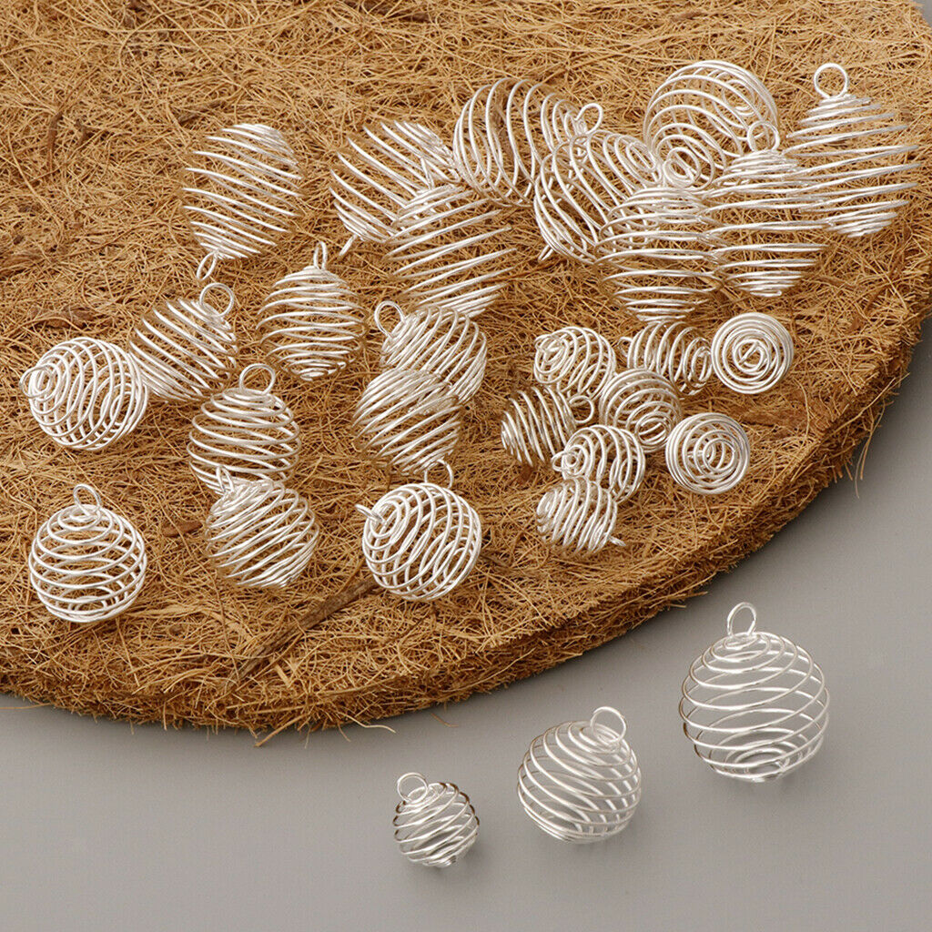 Spiral Cages Pendants for Jewelry Making (15/25/30mm) 10pcs for Each Size 30pcs