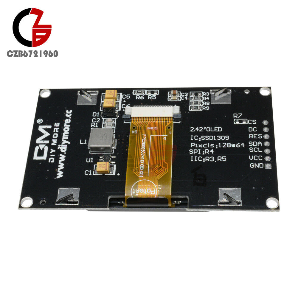 2.42 inch OLED Display SSD1309 128x64 SPI Serial Port 2.42" For Arduino White