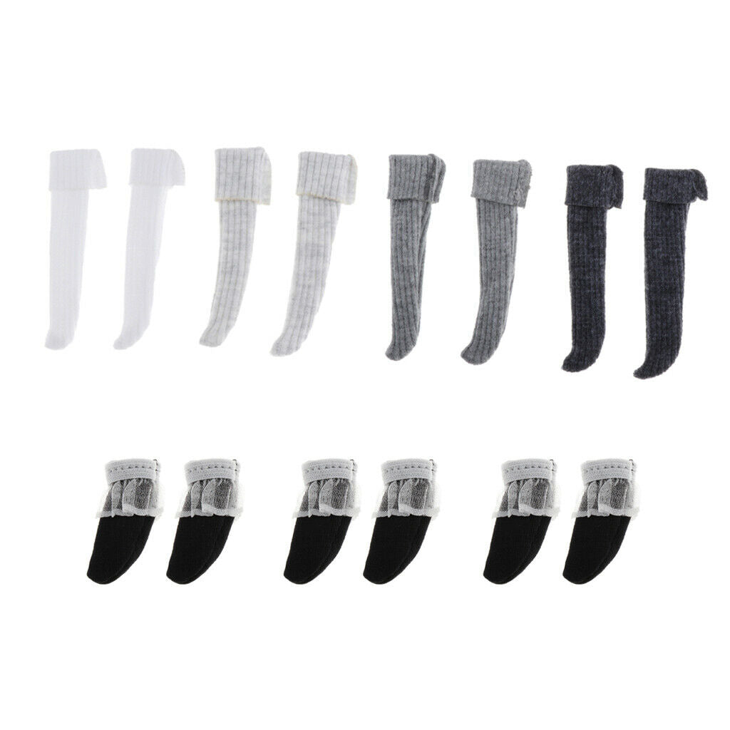 7 Pairs of Lace Socks and Stocking Clothing Accessories for 1/6 BJD Accs